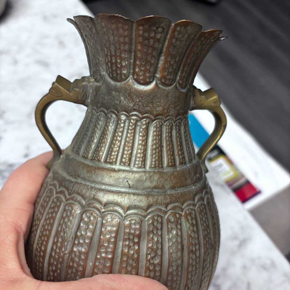 Vintage Brass Vase with Handles